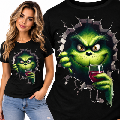KOSZULKA DAMSKA ŚWIĄTECZNA GRINCH WINO